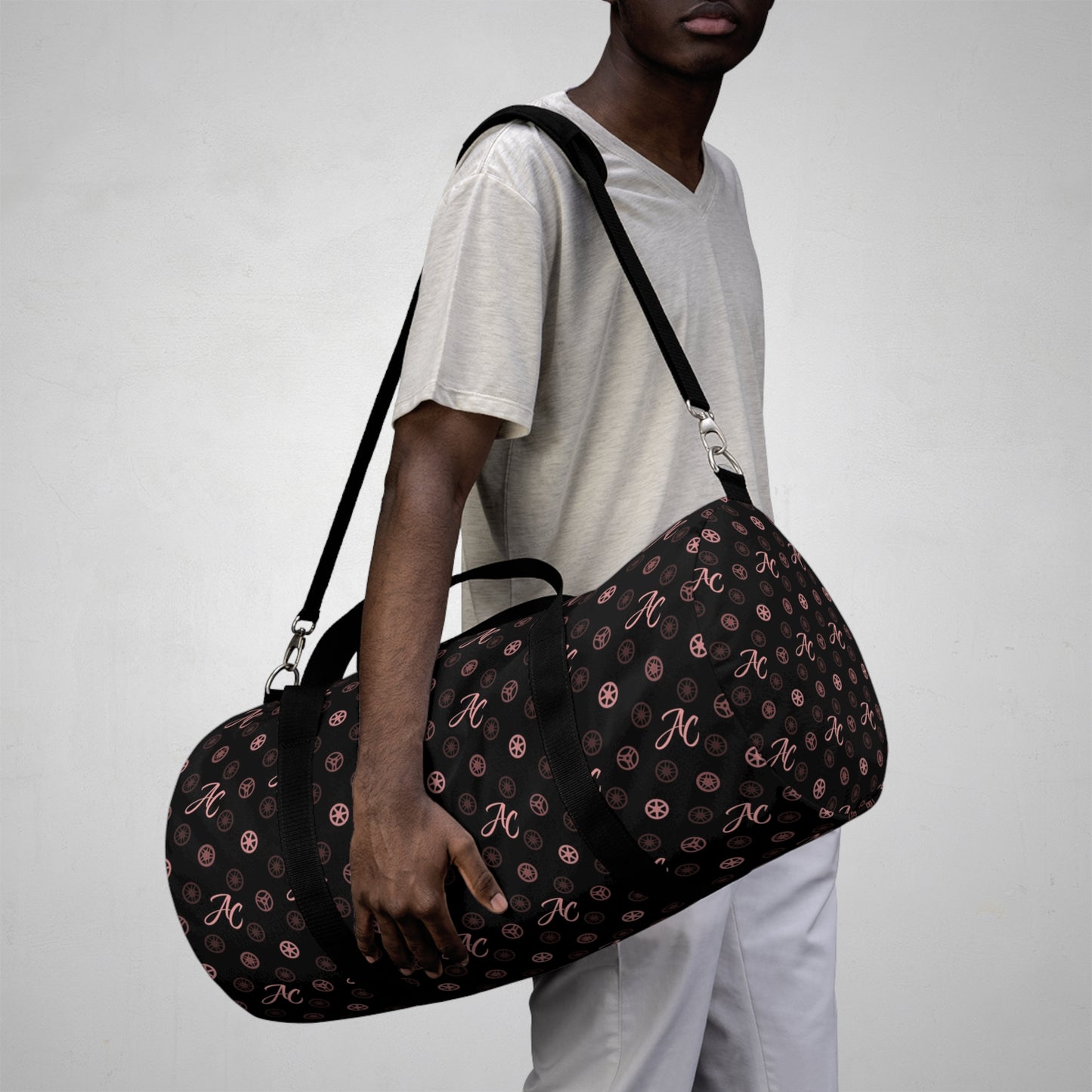 Monogram Duffel Bag (Pink & Black)